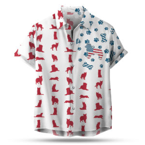 Border Collie American Flag 4th of July Hawaiian shirt