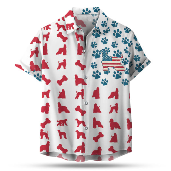 Afghan Hound American Flag 4th of July Hawaiian shirt