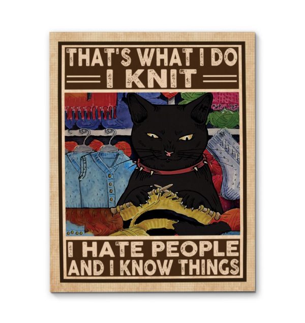 Cat I Knit I Hate People And I Know Things Canvas, Poster