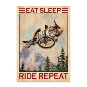 Cat Eat Sleep Ride Repeat Canvas, Poster
