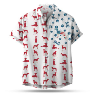Whippet American Flag 4th of July Hawaiian shirt