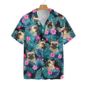 Tropical French Bulldog Hawaiian Button Up Shirts