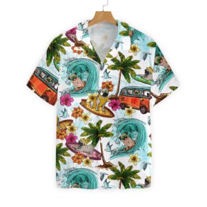 Beach pugs Hawaiian Floral Print Shirts