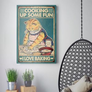 Cat Cooking Up Some Fun I Love Baking Canvas, Poster