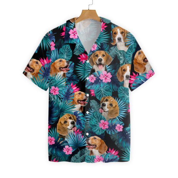 Tropical Beagle Hawaiian Floral Print Shirts