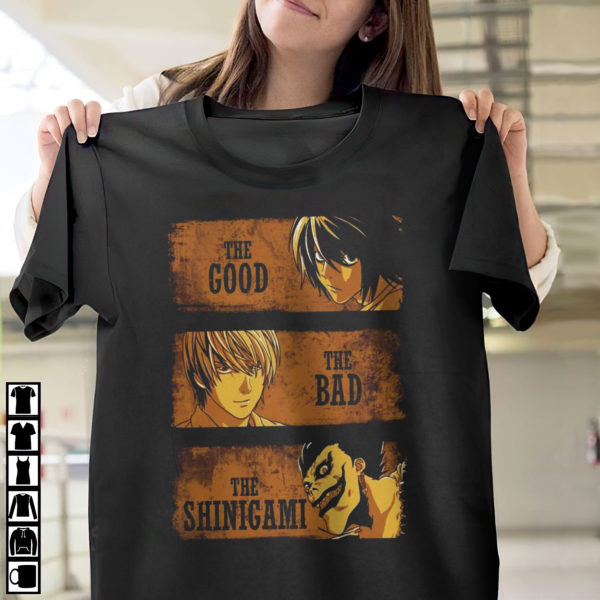 Anime Death Note The Good L The Bad Light Yagami The Shinigami Ryuk Shirt
