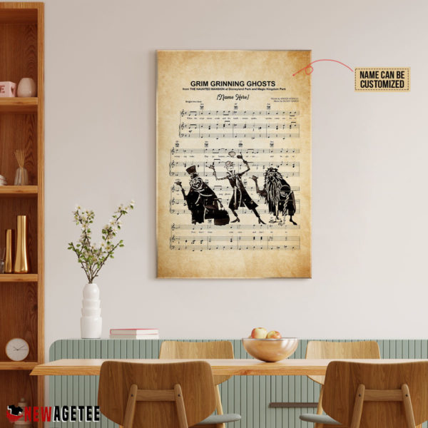 Haunted Mansion Hitchhiking Ghosts over Grim Grinning Ghosts Sheet Music Poster Canvas