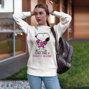Snoopy No One Fights Alone Breast Cancer Awareness Shirt, ls, hoodie