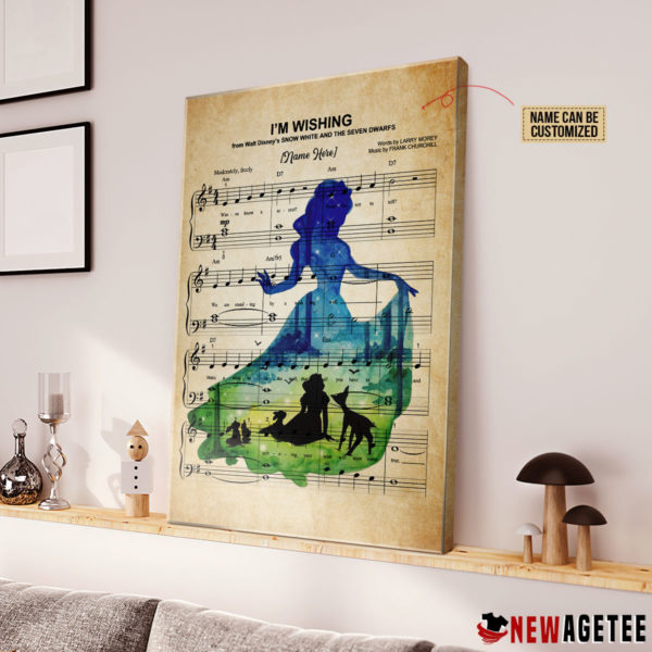 Personalized Snow White And The Seven Dwarfs I’m Wishing Sheet Music Poster Canvas