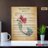 Personalized Little Mermaid Flounder She’s In Love Sheet Music Poster Canvas