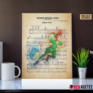 Peter Pan Never Neverland Sheet Music Poster Canvas