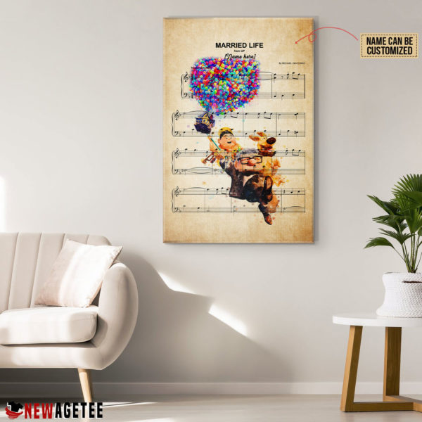 Personalized Carl Russell Dug Up Balloon House Married Life Sheet Music Poster Canvas