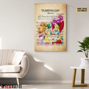 Personalized Alice in Wonderland The Unbirthday Song Sheet Music Poster Canvas