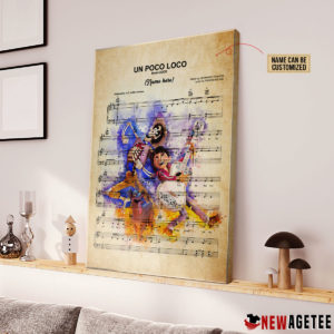 Personalized Coco Miguel and Hector Un Poco Loco Sheet Music Poster Canvas