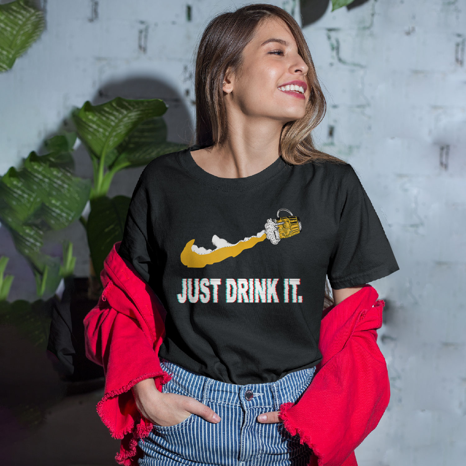 lino Altoparlante Sobretodo Beer Just Drink It Nike T-Shirt