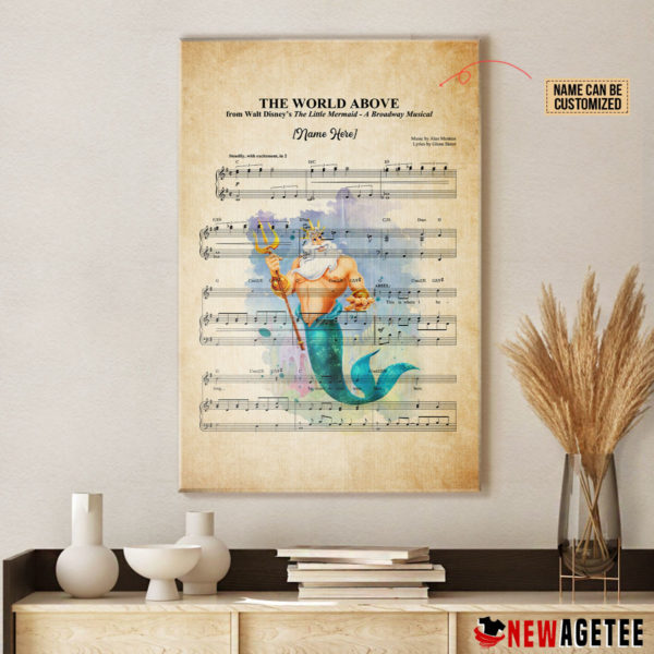 King Triton The Litte Mermaid The World Above Sheet Music Poster Canvas