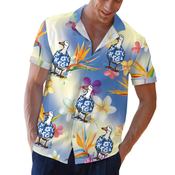 Hawaiian shirted duck button up shirt