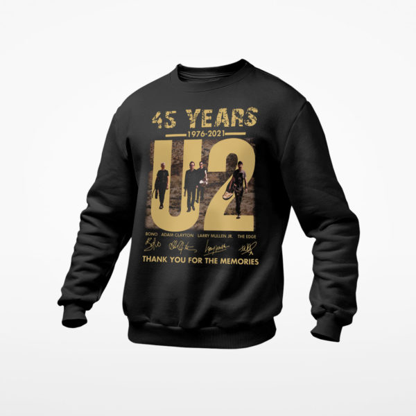 U2 Band 45 Years 1976-2021 Signatures Thank You For The Memories Shirt