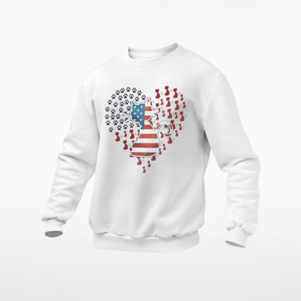 Cat American Heart 4th Of July Shirt, ls, hoodie