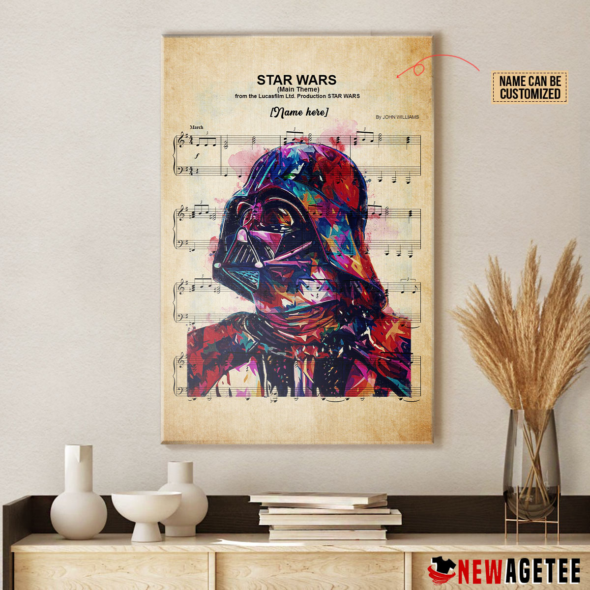 fluiten Integratie Klem Personalized Darth Vader Star Wars Main Theme Sheet Music Poster Canvas