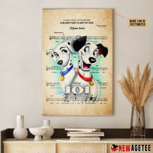 101 Dalmatians Pongo and Perdita over Dalmatian Plantation Sheet Music Poster Canvas