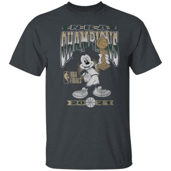 Milwaukee Bucks Junk Food 2021 NBA Finals Champions Mickey Mouse T-Shirt