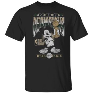Milwaukee Bucks Junk Food 2021 NBA Finals Champions Mickey Mouse T-Shirt