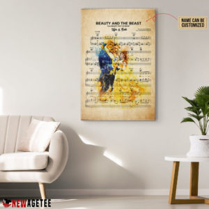 Personalized Belle And Beast Beauty and the Beast Sheet Music Poster Canvas