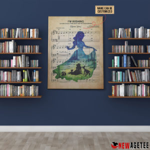 Personalized Snow White And The Seven Dwarfs I'm Wishing Sheet Music Poster Canvas