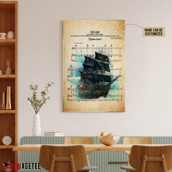 Personalized Pirates of the Caribbean Black Pearl Yo Ho Sheet Music Poster Canvas