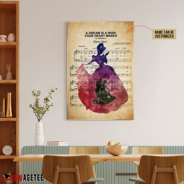 Cinderella A Dream Is A Wish Your Heart Makes Sheet Music Poster Canvas