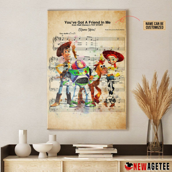 Personalized Toy Story You’ve Got A Friend In Me Sheet Music Poster Canvas