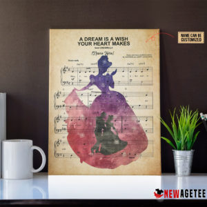 Cinderella A Dream Is A Wish Your Heart Makes Sheet Music Poster Canvas