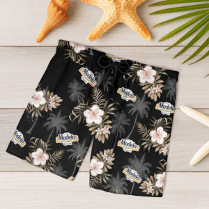 Modelo Beer Hawaiian Shirt, Beach Shorts for Men