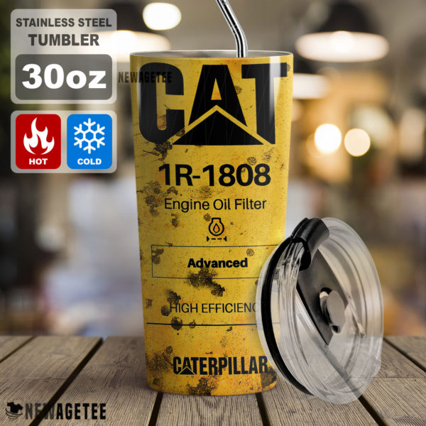 CAT 1R-1808 Oil Filter Skinny Tumbler Stainless Steel 20oz 30oz