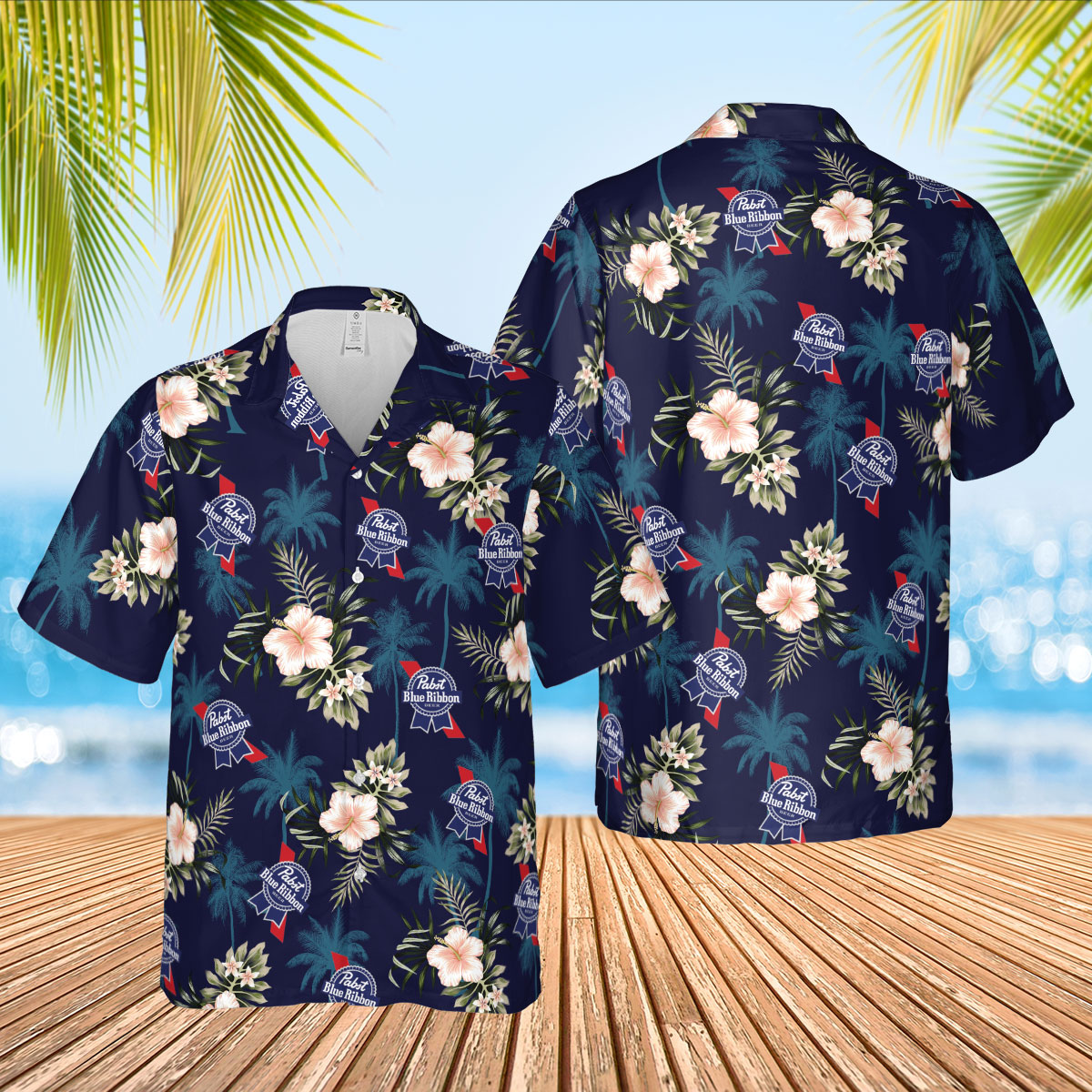 National Pabst Blue Ribbon Bulk Custom Name Hawaiian Shirt Love Beer Gift -  Banantees