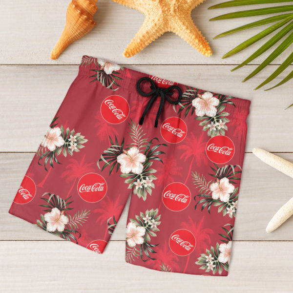 COCA-COLA Hawaiian Shirt, Beach Shorts for Men