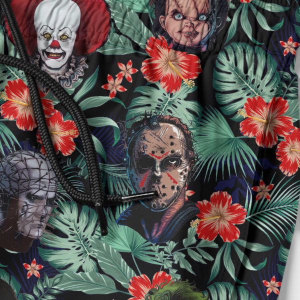 Horror Movie Chracters Hawaiian Shirt, Beach Shorts for Men