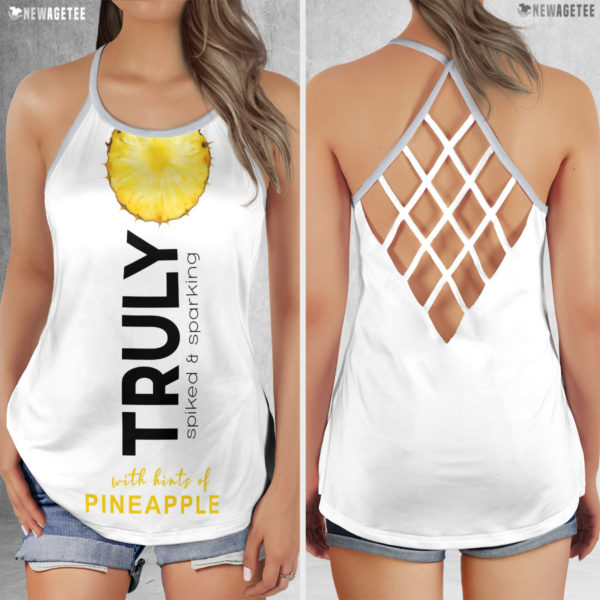 TRULY Can Pineapple Hard Seltzer Costume Criss Cross Tank Top