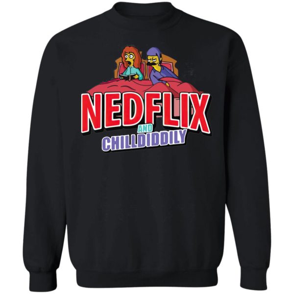 The Simpsons Ned Flix and Chill Diddly shirt