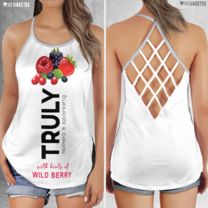 TRULY Can Wild Berry Hard Seltzer Costume Criss Cross Tank Top