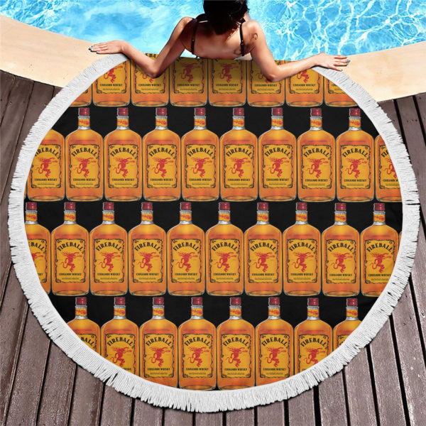 Fireball Cinnamon Whisky Round Beach Towel