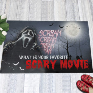 1 Indoor Outdoor Doormat Scream Creepy What Is Your Favorite Scary Movie Halloween Doormat