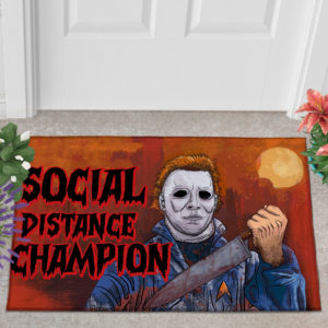 2 Outdoor Door Mat Myers Social Distance Champion Serial Killer Halloween Doormat