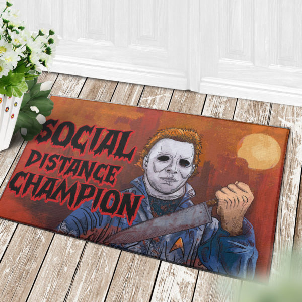 Myers Social Distance Champion Serial Killer Halloween Doormat