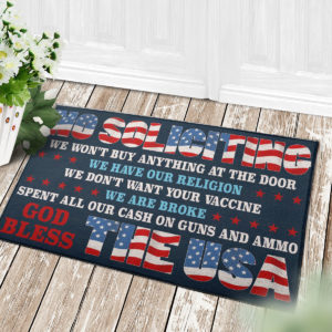 4 Decor Outdoor Doormat No Soliciting We Wont Buy Anything at The Door We Have Our Religion Political Doormat