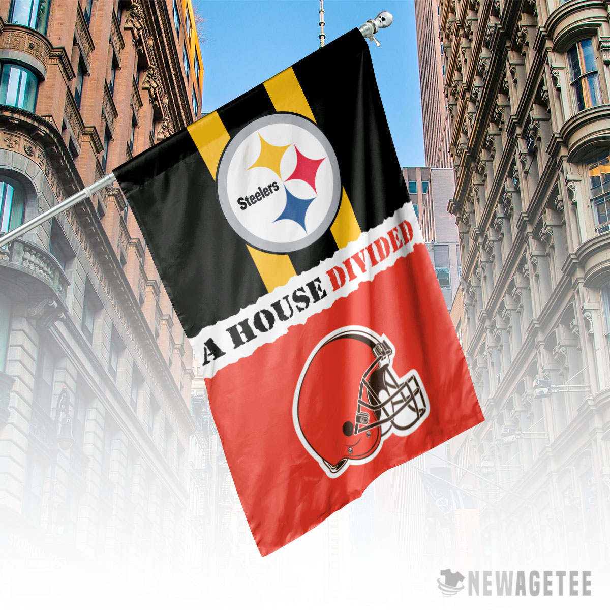 Pittsburgh Steelers and Cleveland Browns divided Flag 3x5ft 
