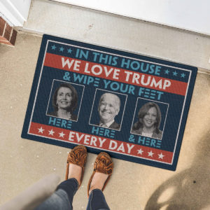 5 Font Door Mat In This House We Love Trump Anti Biden Wipe Feet Here Welcome Doormat