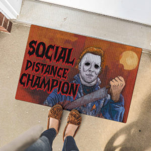 5 Font Door Mat Myers Social Distance Champion Serial Killer Halloween Doormat