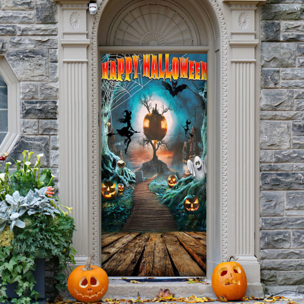 Happy Halloween Halloween Door Cover Decorations for Front Door